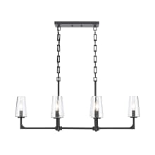 Fitzroy 6 Light 36" Wide Taper Candle Style Linear Chandelier with Clear Glass Shades