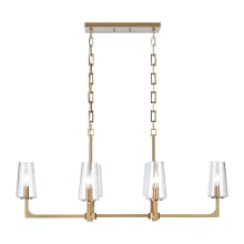 Fitzroy 6 Light 36" Wide Taper Candle Style Linear Chandelier with Clear Glass Shades