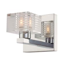 Quatra Single Light 5" Tall Bathroom Sconce with Clear and Frosted Horizontal Etching Shade