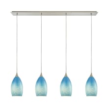 Earth 4 Light 5" Wide Linear Pendant with Rectangle Canopy and Whispy Cloud Sky Blue Glass Shades