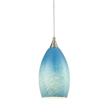 Earth Single Light 5" Wide Mini Pendant with Round Canopy and Whispy Cloud Sky Blue Glass Shade