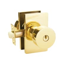 Round Knobset Single Cylinder Keyed Entry Door Knob Set with Modern Rectangular Rose