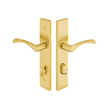Brass Modern Door Configuration 1 Keyed Entry Multi Point Trim Lever Set with American Cylinder Below Handle
