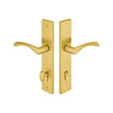Brass Modern Door Configuration 5 Keyed Entry Multi Point Narrow Trim Lever Set with European Cylinder Below Handle
