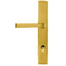 Brass Modern Door Configuration 6 Keyed Entry Multi Point Narrow Trim Lever Set with American Cylinder Below Handle