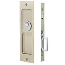 Rustic Modern Rectangular 8-1/2 Inch Single Cylinder Keyed Entry Mortise Pocket Door Lock for 1-5/8" Thick Doors