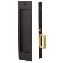 Rustic Modern Rectangular 8-1/2 Inch Passage Mortise Pocket Door Lock for 1-3/4" Thick Doors