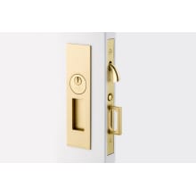 Narrow Modern Rectangular 7-1/4 Inch Single Cylinder Keyed Entry Mortise Pocket Door Lock for 1-5/16" Thick Doors