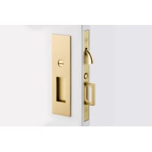 Narrow Modern Rectangular 7-1/4 Inch Privacy Mortise Pocket Door Lock for 1-3/8" Thick Doors