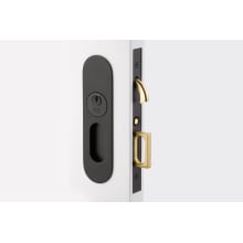 Narrow Oval 7-1/4 Inch Tall Single Cylinder Keyed Entry Mortise Pocket Door Lock for 1-5/16" Thick Doors