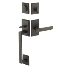 Rustic Modern Rectangular Sectional Single Cylinder Keyed Entry Handleset from the Sandcast Bronze Collection