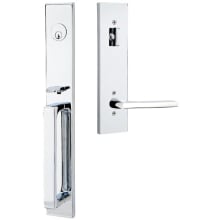 Lausanne Right Handed Full Plate Single Cylinder Keyed Entry Handleset with Helios Interior Lever