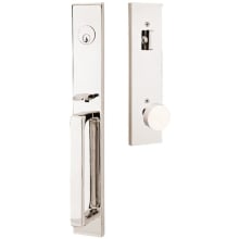 Lausanne Full Plate Single Cylinder Keyed Entry Handleset with Round Interior Knob