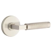Knurled L-Square Right Handed Non-Turning Two-Sided Dummy Door Lever Set with Disk Rose from the SELECT Brass Collection