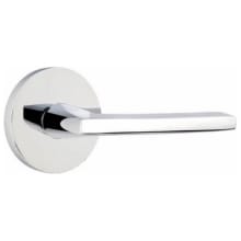 Helios Left Handed Passage Door Lever Set with Disk Rose from the Contemporary Collection