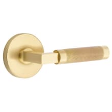 Knurled L-Square Right Handed Passage Door Lever Set with Disk Rose from the SELECT Brass Collection