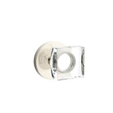 Modern Square Crystal Passage Door Knobset with Brass Rosette