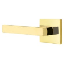 Dumont Left Handed Passage Door Lever Set with Square Rose from the Brass Modern Collection