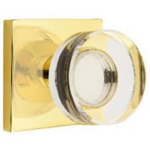 Modern Disc Passage Door Knob Set with Square Rose from the Brass Modern Crystal Collection
