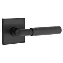 Knurled T-Bar Right Handed Passage Door Lever Set with Square Rose from the SELECT Brass Collection