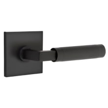 Knurled L-Square Left Handed Passage Door Lever Set with Square Rose from the SELECT Brass Collection