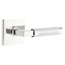 Knurled L-Square Right Handed Passage Door Lever Set with Square Rose from the SELECT Brass Collection