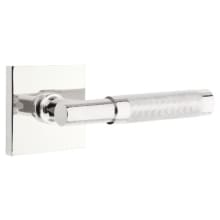 Knurled T-Bar Right Handed Passage Door Lever Set with Square Rose from the SELECT Brass Collection