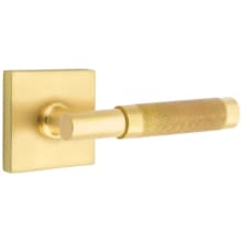 Knurled T-Bar Left Handed Passage Door Lever Set with Square Rose from the SELECT Brass Collection