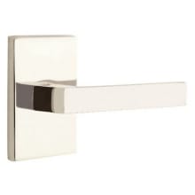 Dumont Right Handed Passage Door Lever Set with Modern Rectangular Rose from the Brass Modern Collection