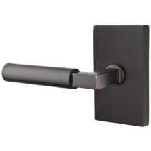 Hercules Left Handed Passage Door Lever Set with Modern Rectangular Rose from the Brass Modern Collection