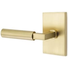 Hercules Left Handed Passage Door Lever Set with Modern Rectangular Rose from the Brass Modern Collection