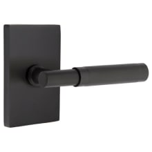 Knurled T-Bar Left Handed Passage Door Lever Set with Modern Rectangular Rose from the SELECT Brass Collection