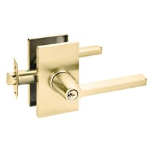 Helios Left Handed Single Cylinder Keyed Entry Door Lever Set with Modern Rectangular Rose