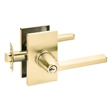 Helios Right Handed Single Cylinder Keyed Entry Door Lever Set with Modern Rectangular Rose