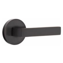 Dumont Right Handed Privacy Door Lever Set with Disk Rose from the Brass Modern Collection