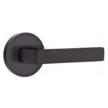 Dumont Left Handed Privacy Door Lever Set with Disk Rose from the Brass Modern Collection