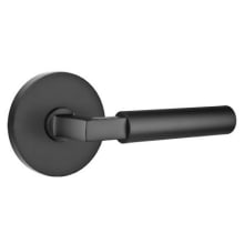 Hercules Right Handed Privacy Door Lever Set with Disk Rose from the Brass Modern Collection