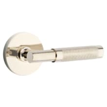 Knurled T-Bar Right Handed Privacy Door Lever Set with Disk Rose from the SELECT Brass Collection