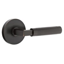 Knurled L-Square Right Handed Privacy Door Lever Set with Disk Rose from the SELECT Brass Collection