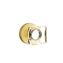 Modern Square Crystal Privacy Door Knobset with Brass Rosette