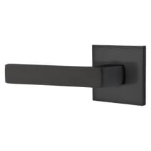 Dumont Left Handed Privacy Door Lever Set with Square Rose from the Brass Modern Collection