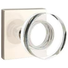 Modern Disc Privacy Door Knob Set with Square Rose from the Brass Modern Crystal Collection