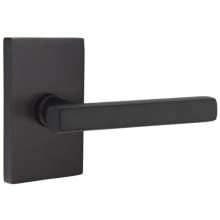 Freestone Left Handed Privacy Door Lever Set with Modern Rectangular Rose from the Urban Modern Collection
