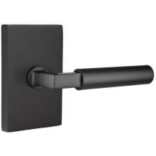 Hercules Right Handed Privacy Door Lever Set with Modern Rectangular Rose from the Brass Modern Collection