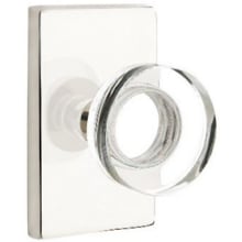 Modern Disc Privacy Door Knob Set with Modern Rectangular Rose from the Brass Modern Crystal Collection