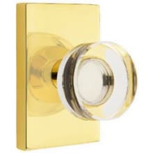 Modern Disc Privacy Door Knob Set with Modern Rectangular Rose from the Brass Modern Crystal Collection