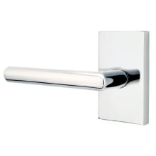Stuttgart Left Handed Privacy Door Lever Set with Modern Rectangular Rose from the Brass Modern Collection