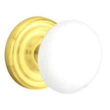 Ice White Reversible Non-Turning Two-Sided Dummy Door Knob Set from the Porcelain Collection