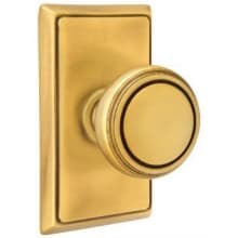 Norwich Passage Door Knob Set with Rectangular Rose from the Brass Classic Collection