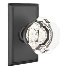 Old Town Passage Door Knob Set with Rectangular Rose from the Brass Crystal Collection